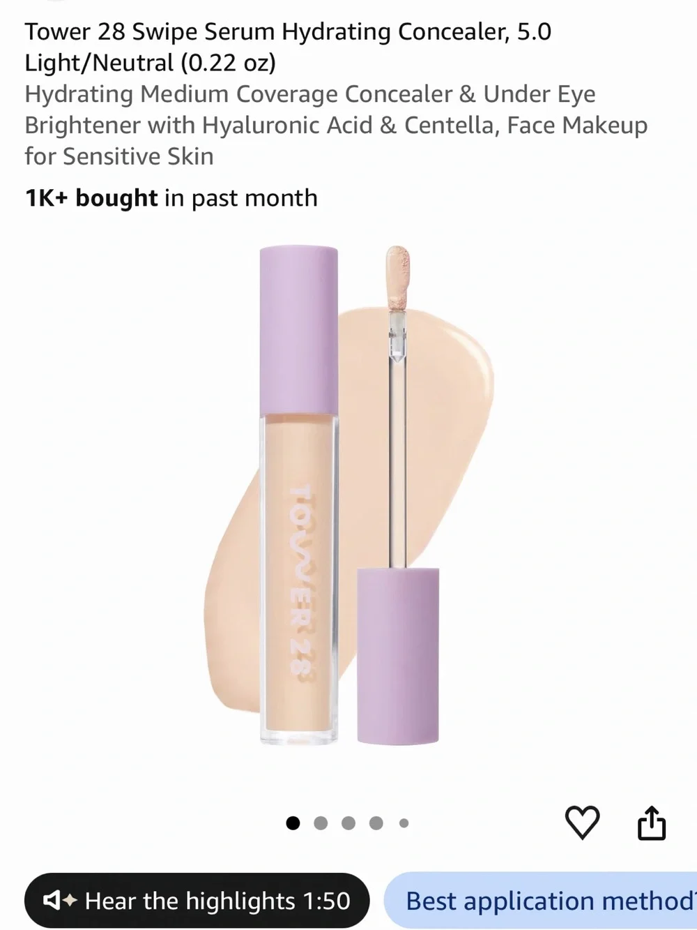 Tower 28 Beauty Swipe All-Over Hydrating Serum Concealer (EP 5.0-Light neutral)